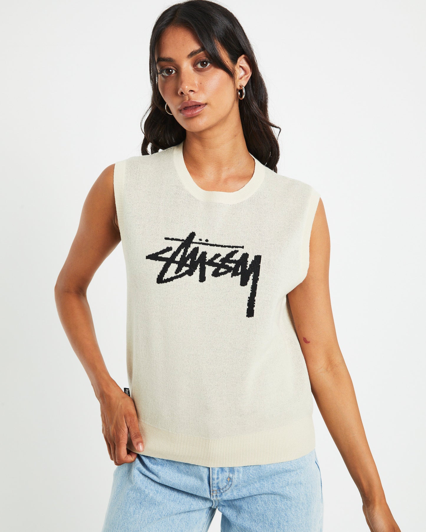 Stussy Knit Oversized Vest in Cream