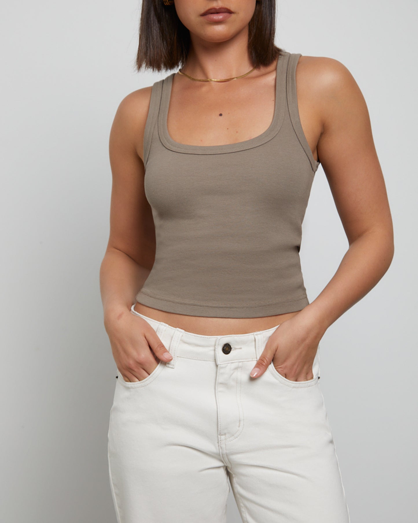 Super Scoop Classic Tank Top in Brown