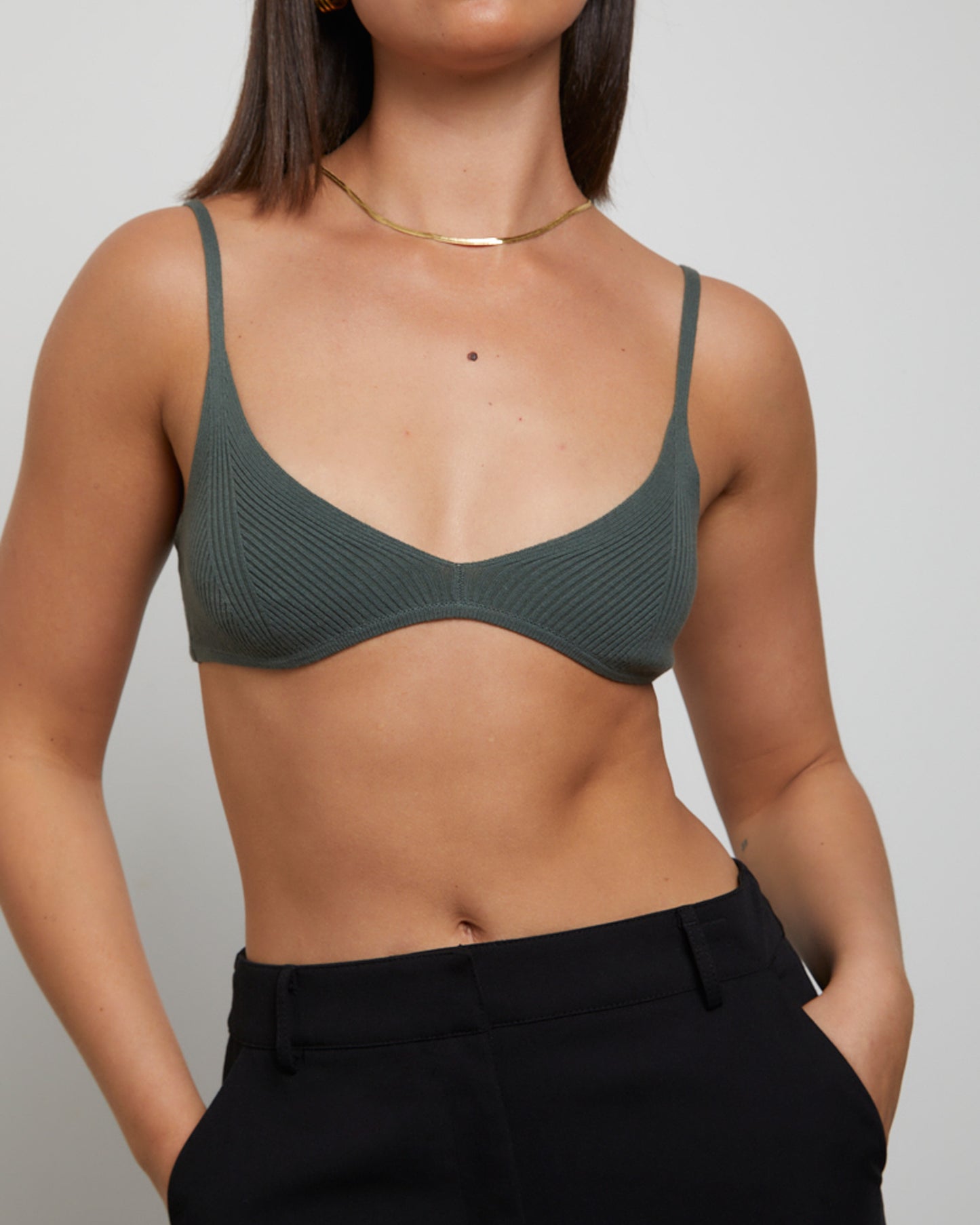 Luxe Knitted Bralette Green