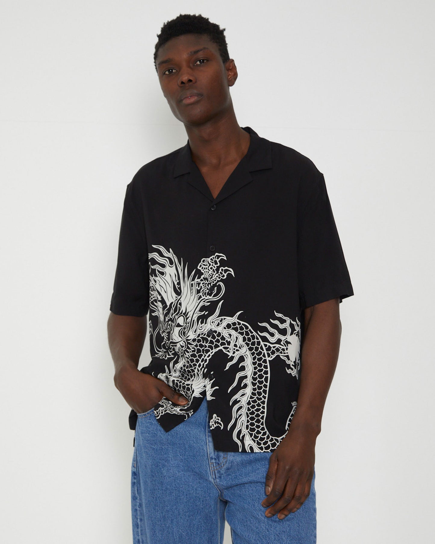 Saigon Short Sleeve Resort Shirt in Black