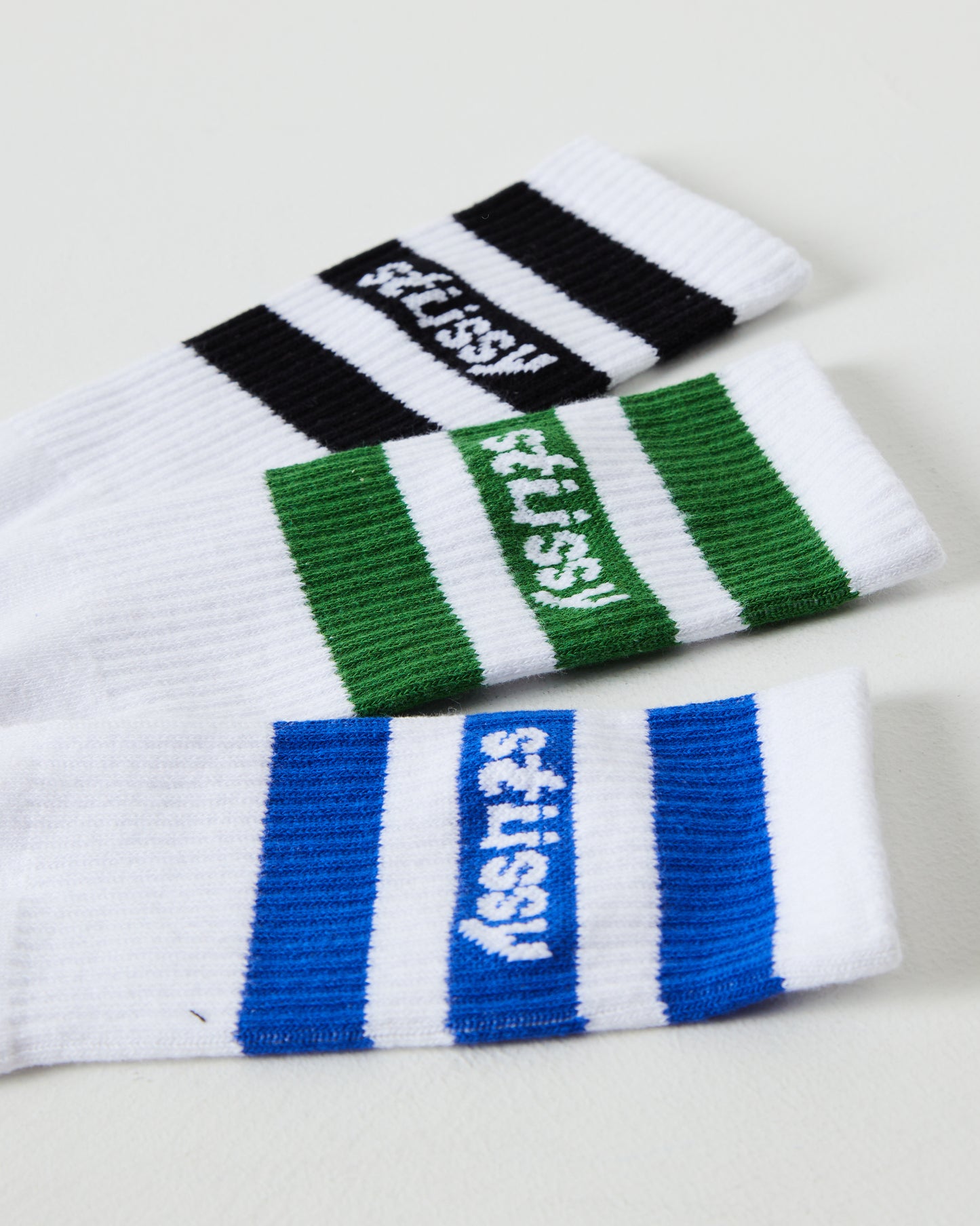 Mens Italic Stripe Socks 3 Pack in White Multi