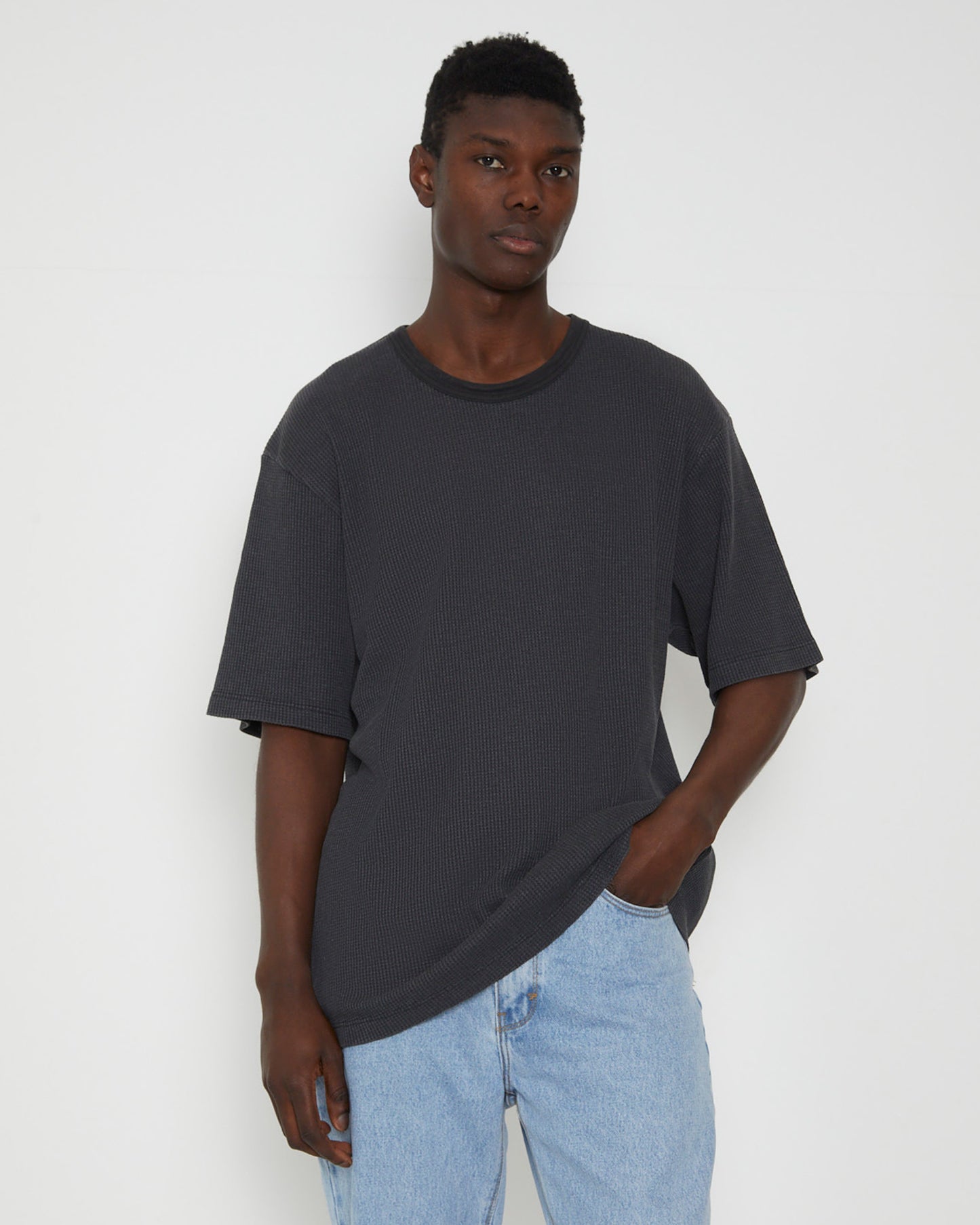 Trade Waffle Short Sleeve T-Shirt in Sulhur Black