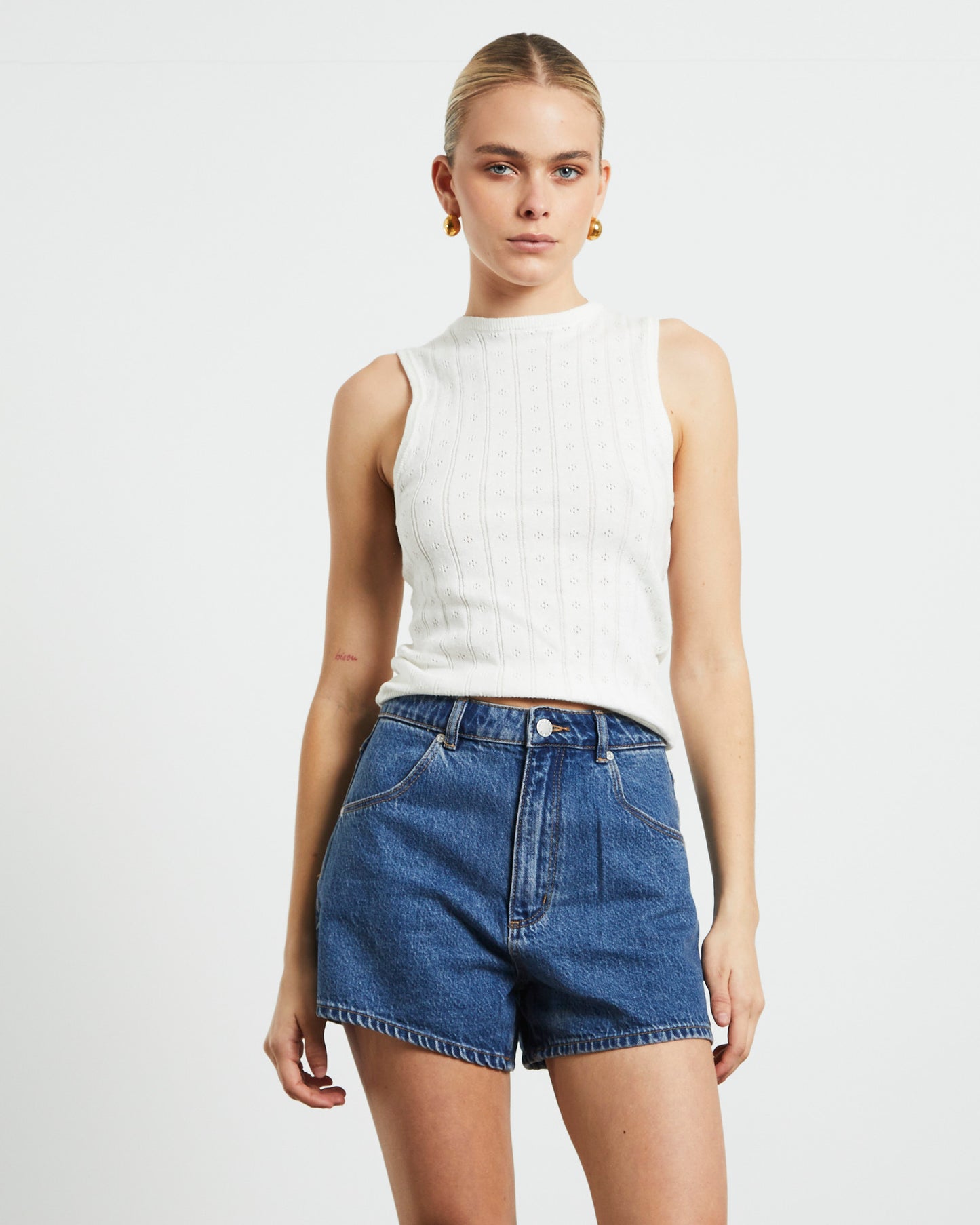 Jane Pointelle Top in White