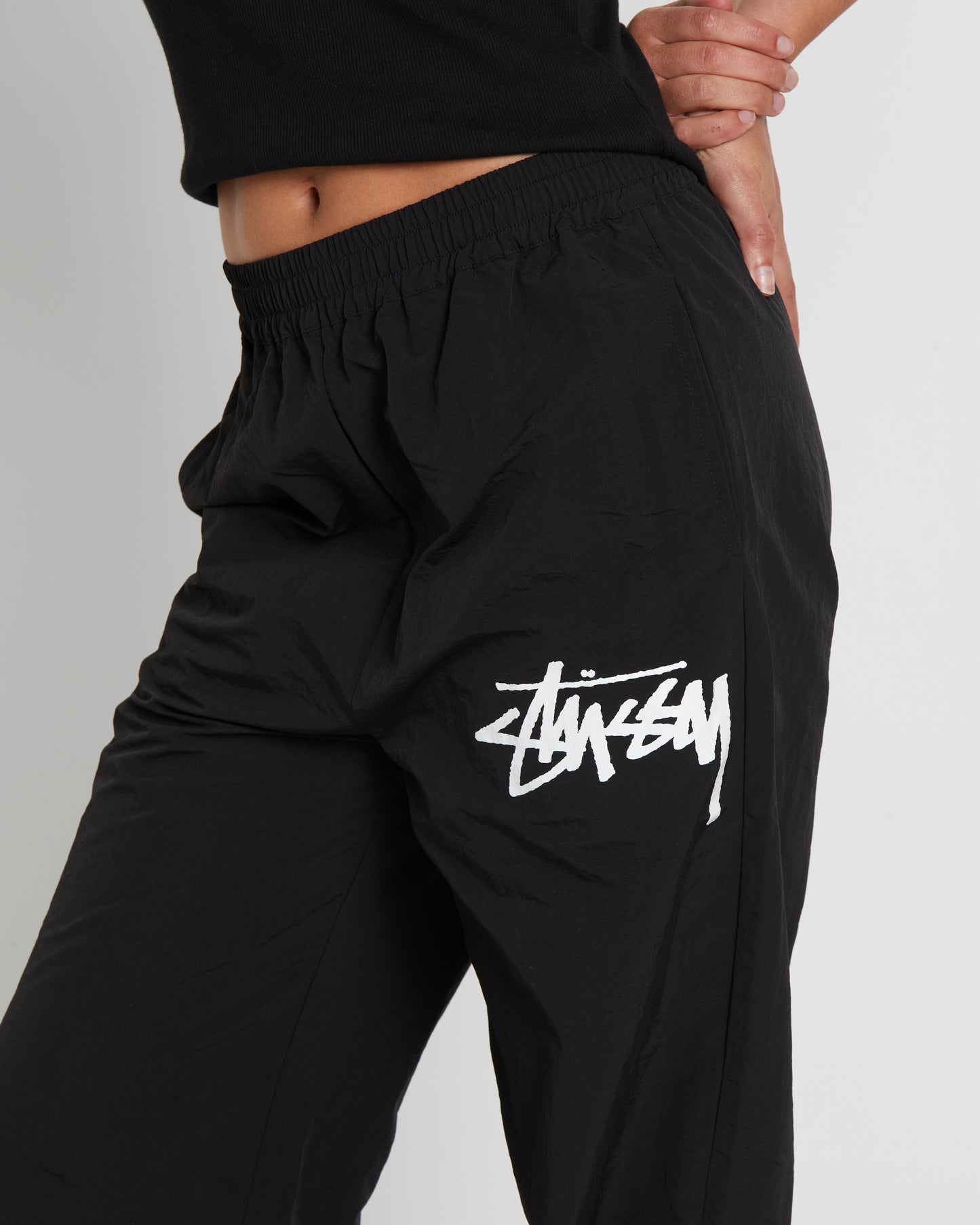 Nylon Graffiti Pants in Black