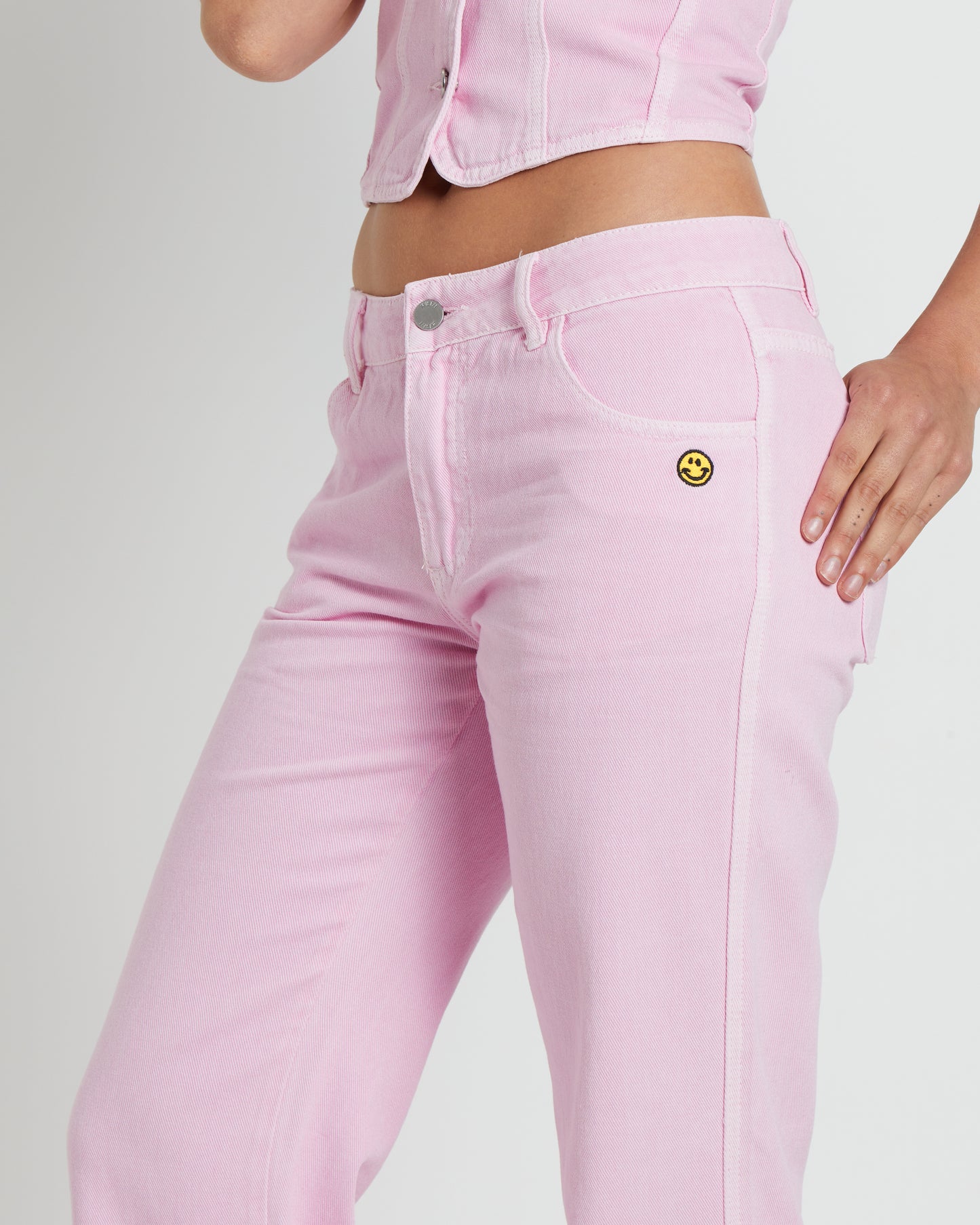 Heavenly People Straight Low Rise Pants in Baby Pink