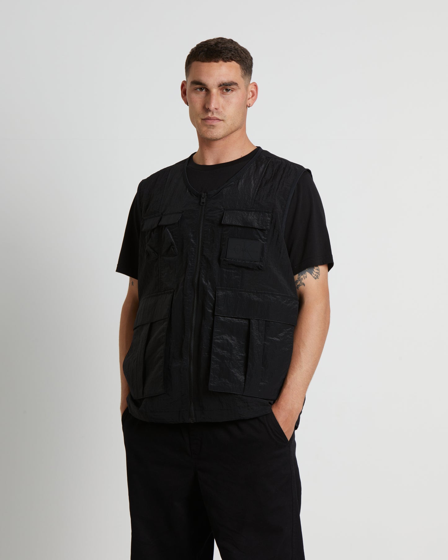 Mesh Ripstop Utility Vest in Black