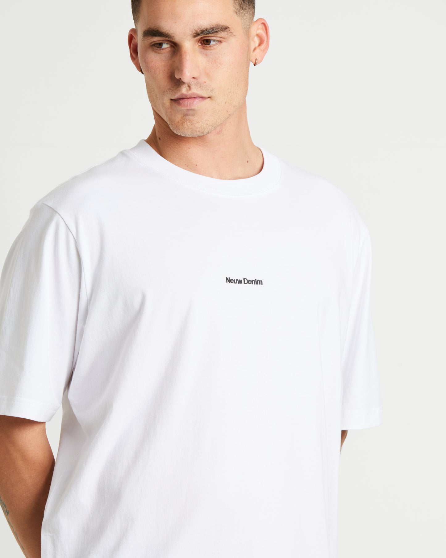 Sano Neuw Denim Logo Short Sleeve T-Shirt in White