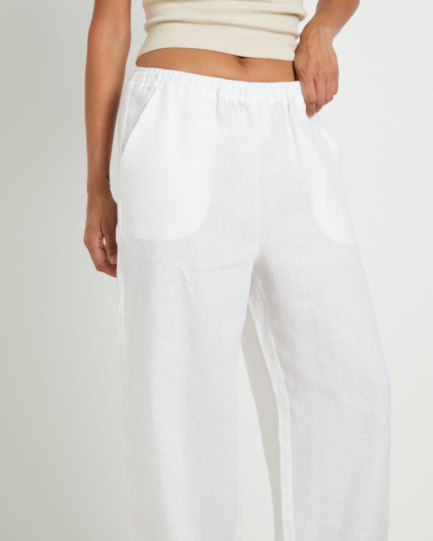 Kai Linen Draw Pants in White