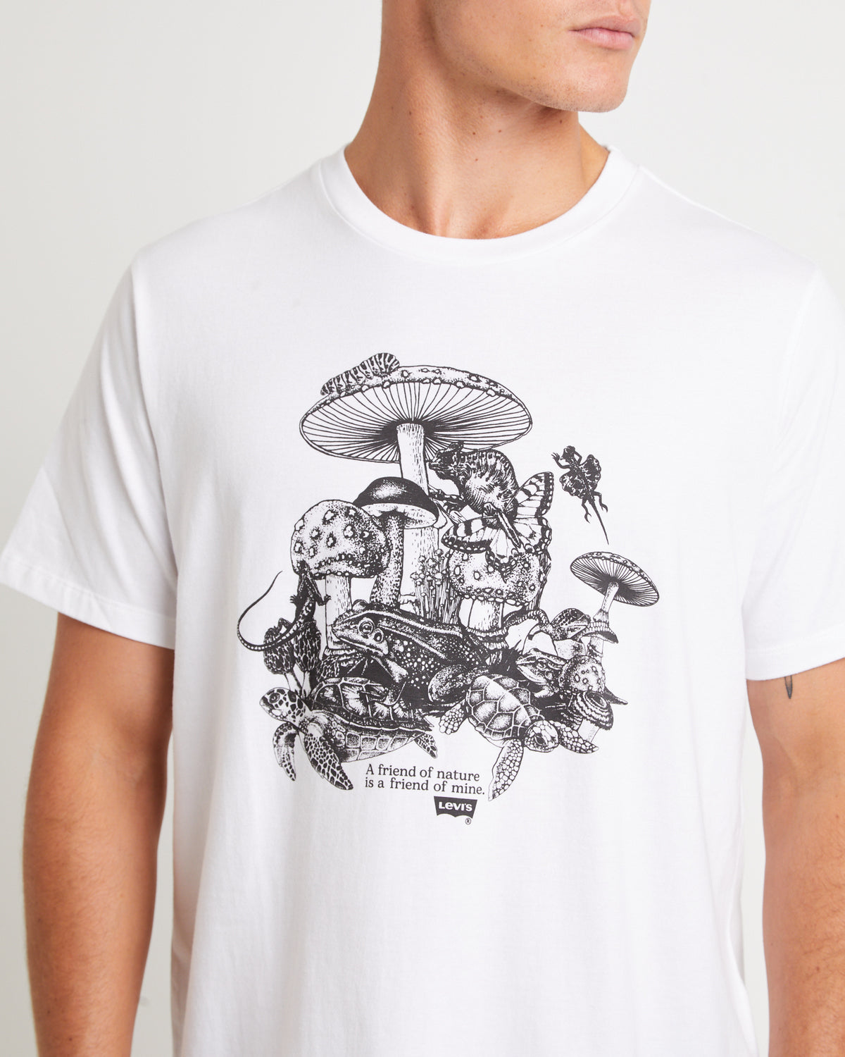 Graphic Crewneck Short Sleeve T-Shirt in Friend Of Nature White WHITE