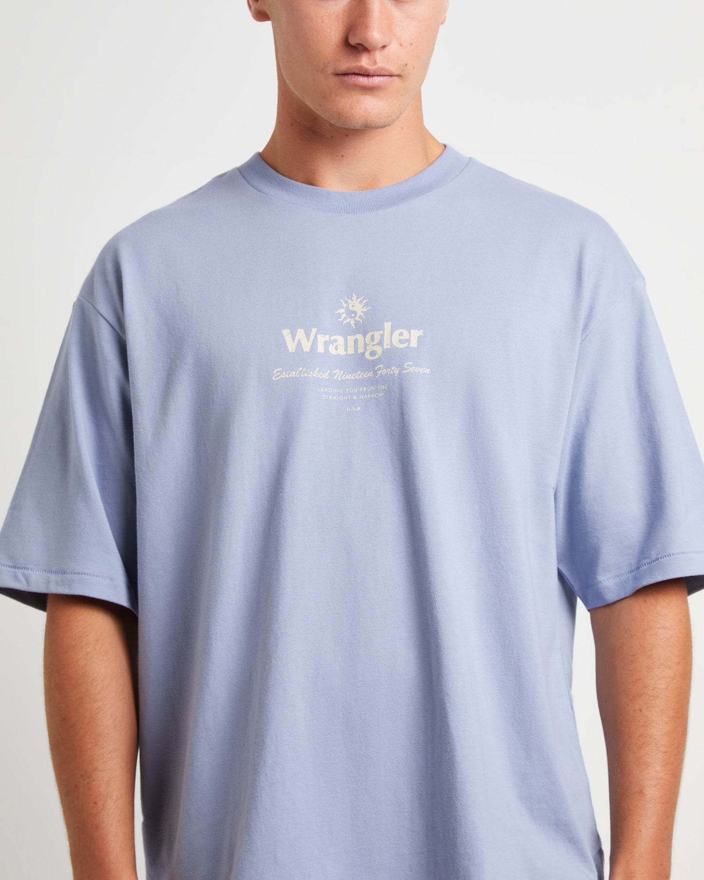 90s Vacay Slacker Short Sleeve T-Shirt in Dusty Blue
