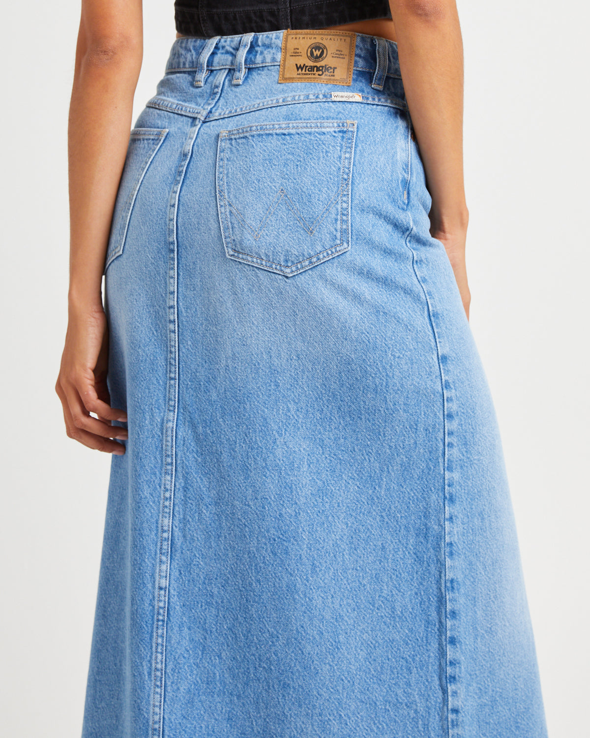 Repair Denim Maxi Skirt in DENIM