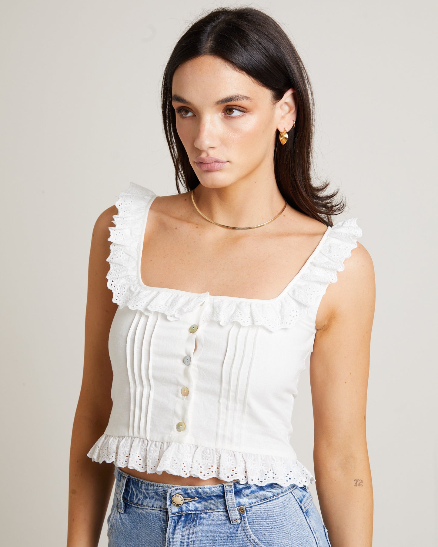 Birkin Lace Camisole Top in White