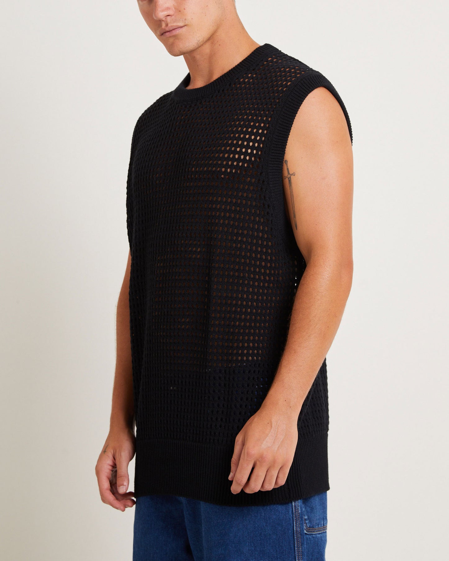 Lydo Net Knit Vest in Black