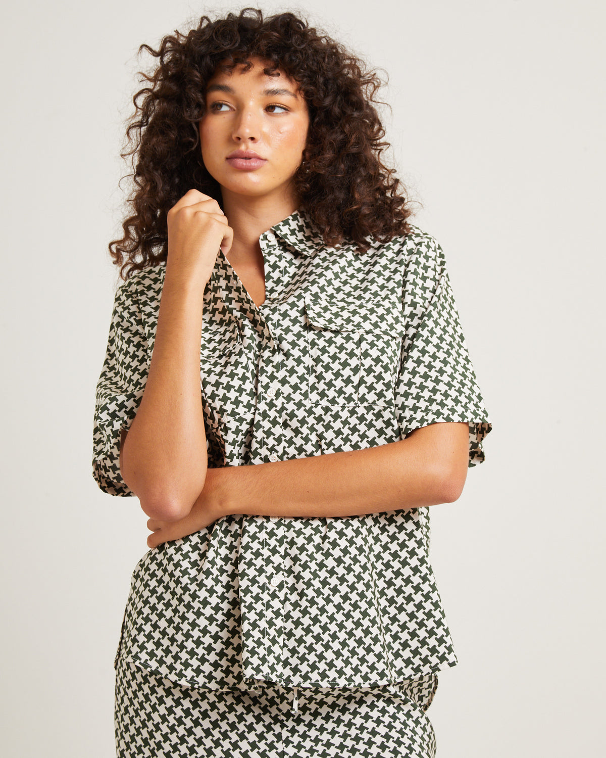 Minnie Crepe Shirt Olive OLIVE