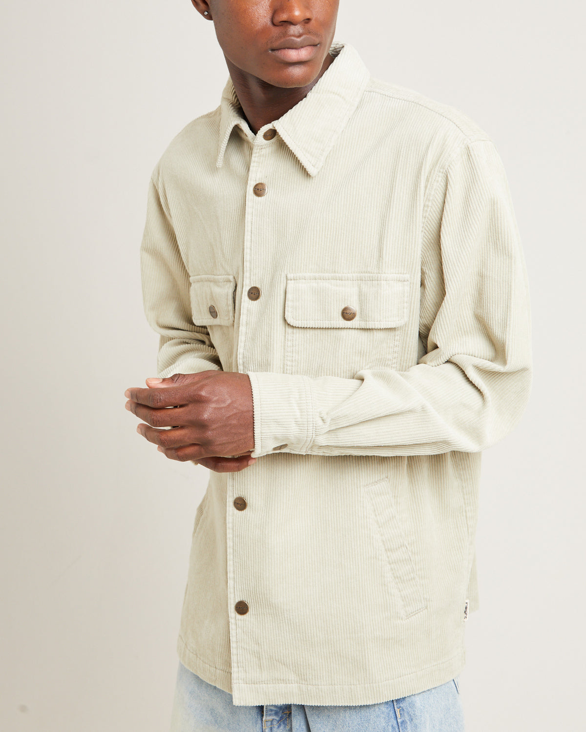Conditions Cord Long Sleeve Overshirt TAN