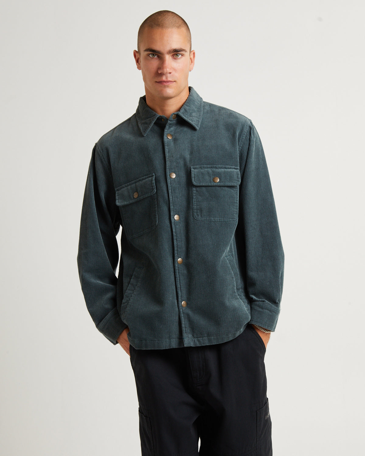 Conditions Cord Long Sleeve Overshirt TEAL