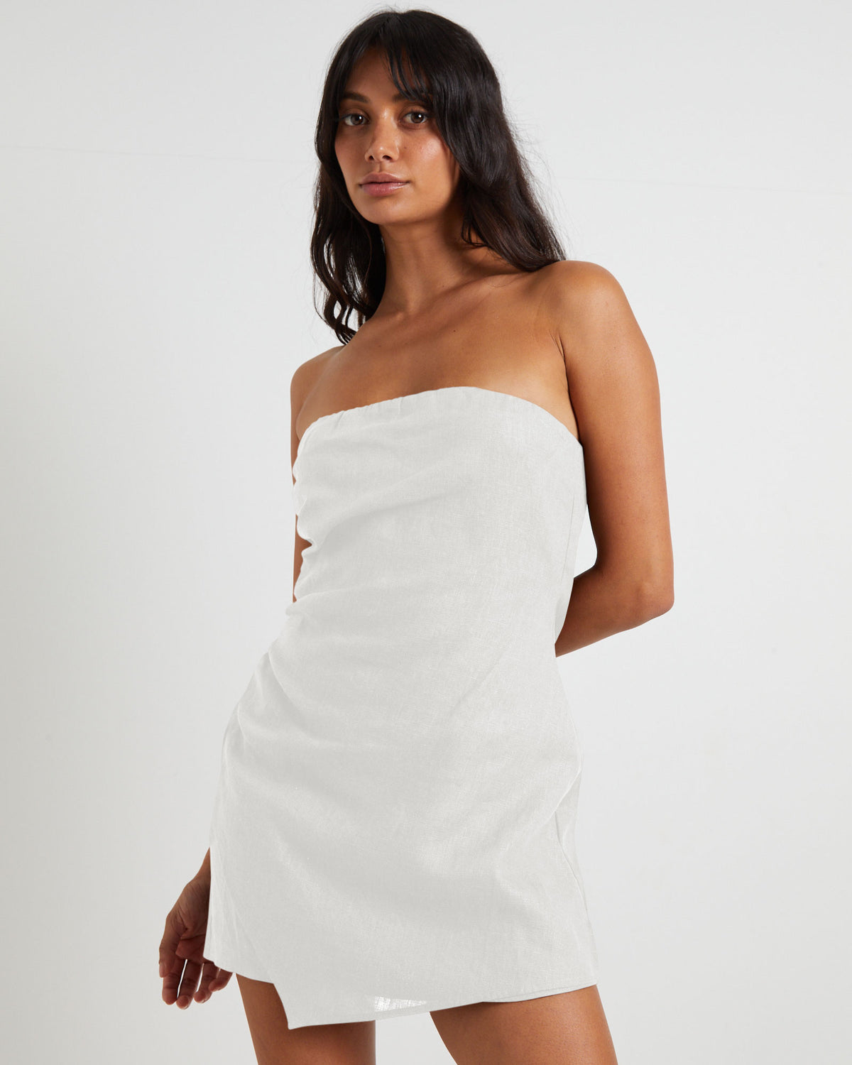Lui Linen Mini Dress White WHITE