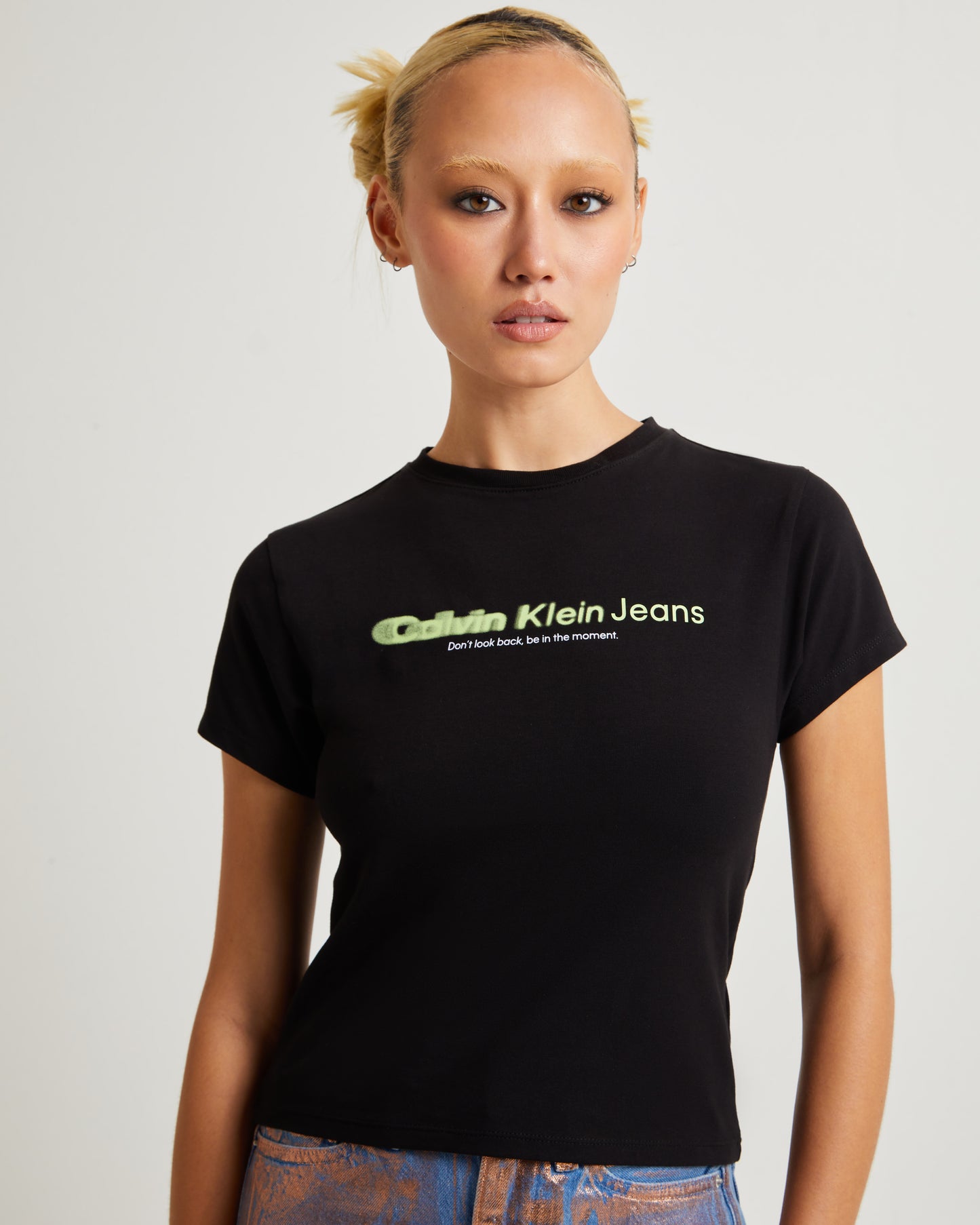 Slogan Fitted Tee Black
