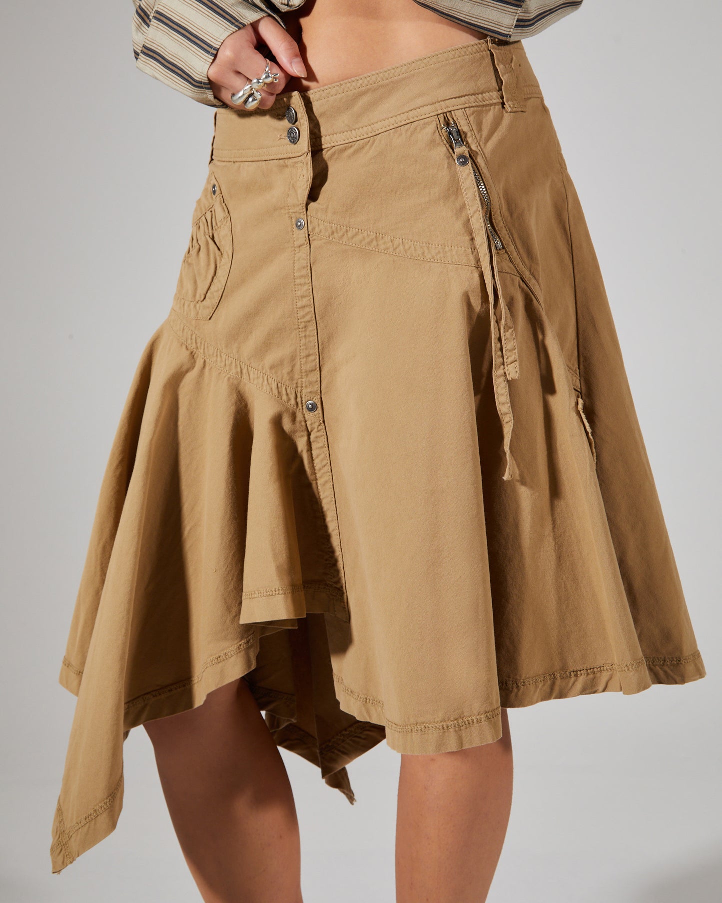 Asymmetric Choppy Cargo Skirt