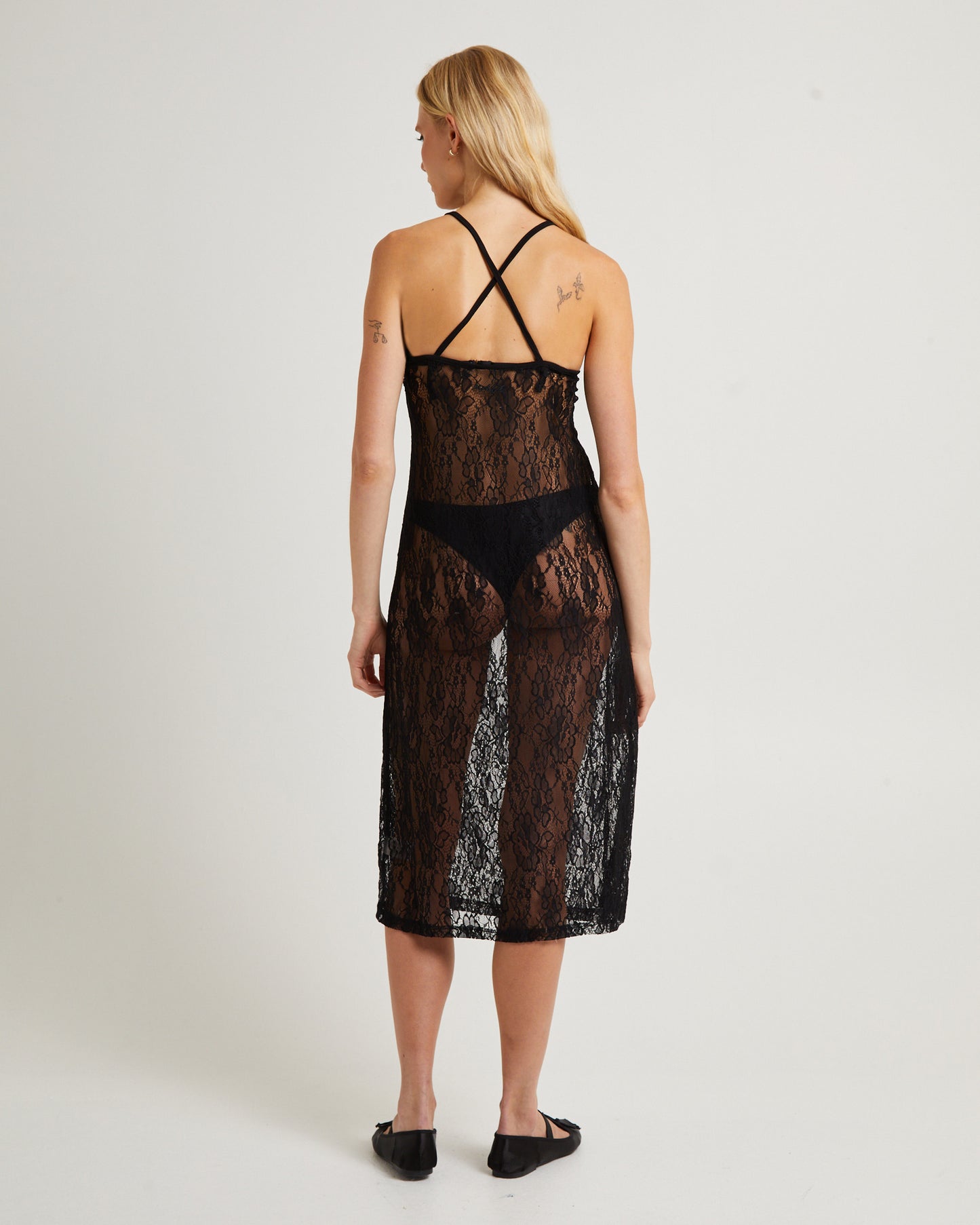 Sacred Lace Midi Dress Black