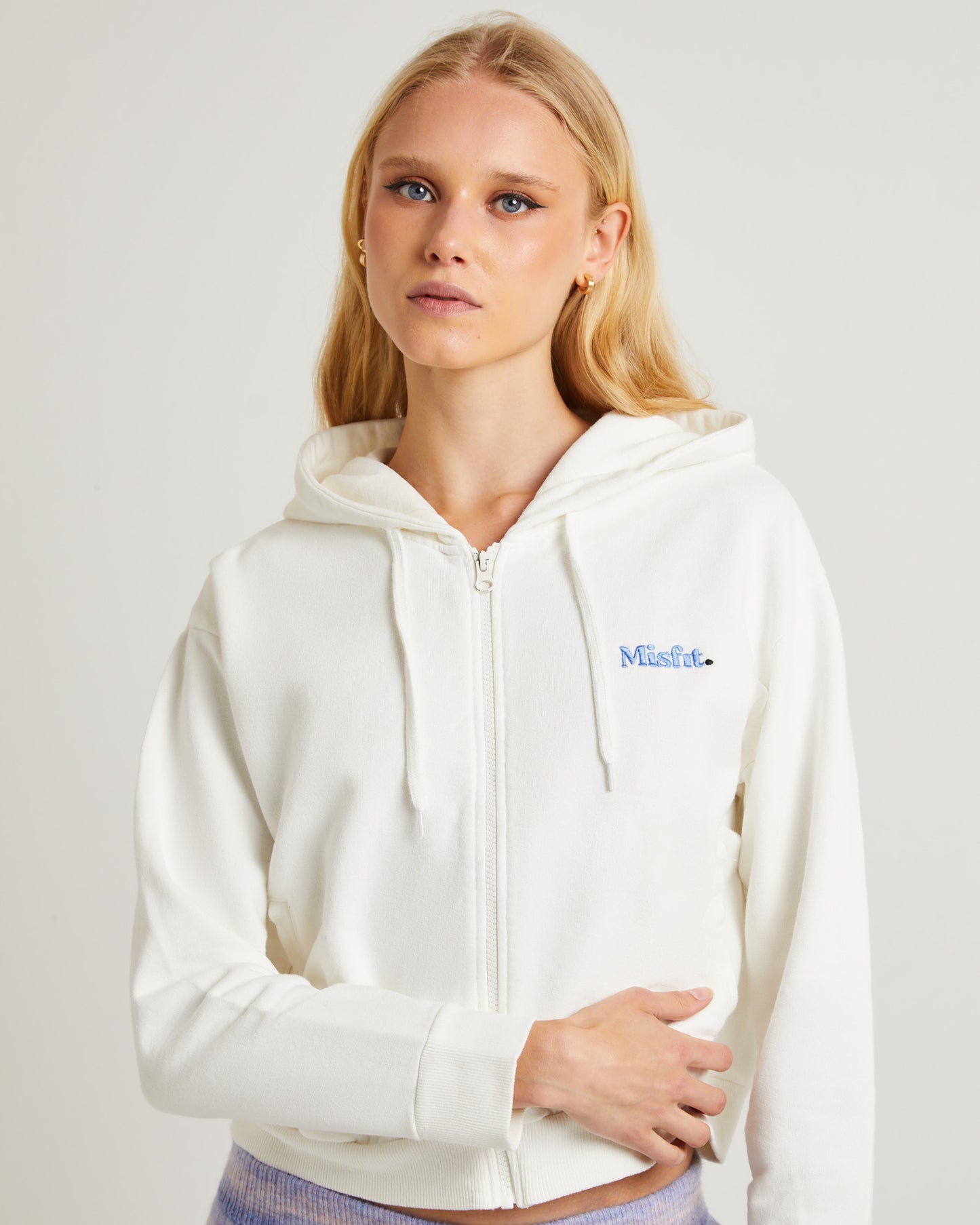 Gloomy Zip Through Hoodie White