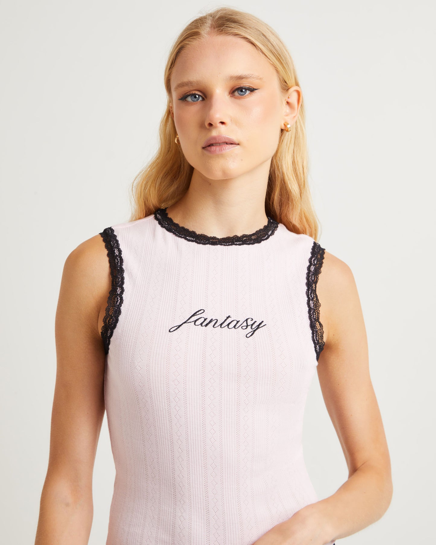 Fantasy Pointelle Tank Top Pink