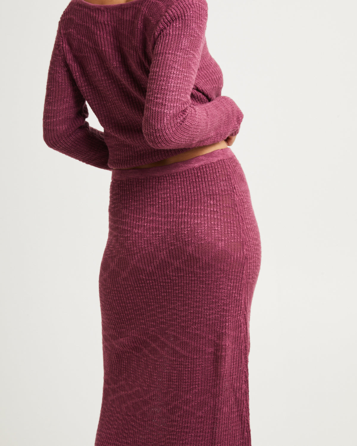 Paige Boucle Knit Maxi Skirt BERRY