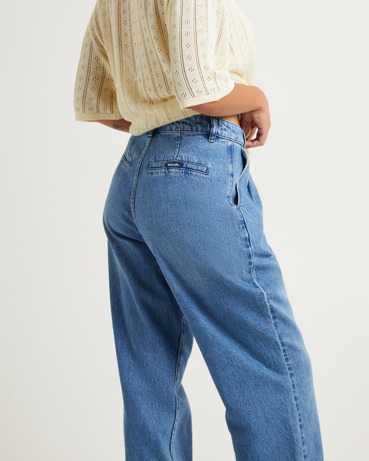 Chloe Pleat Denim Jeans Azure MID BLUE