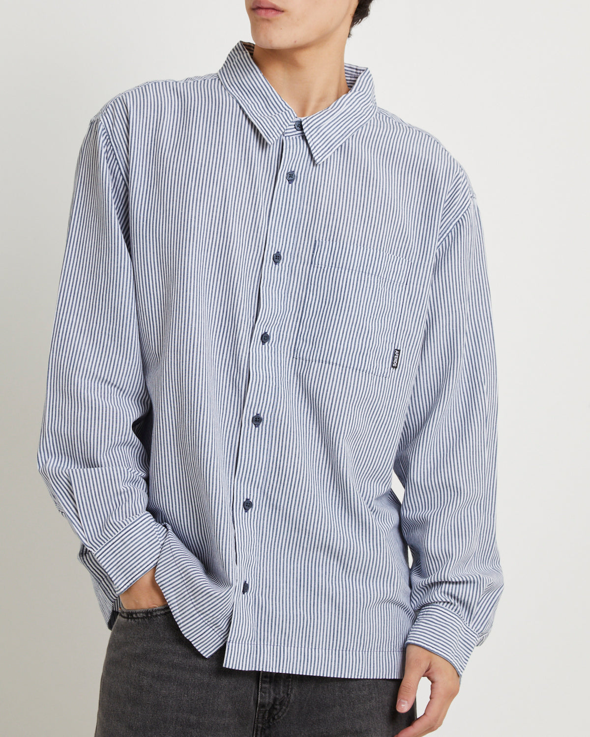 Intergalactic Recycled Long Sleeve Shirt Navy Stripe NAVY STRIPE