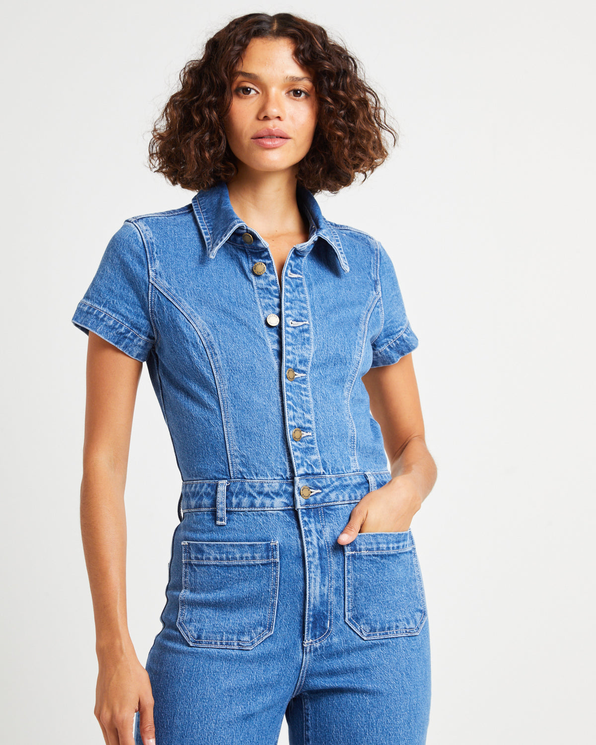 Sailor Denim Jumpsuit Breaker MID VINTAGE BLUE