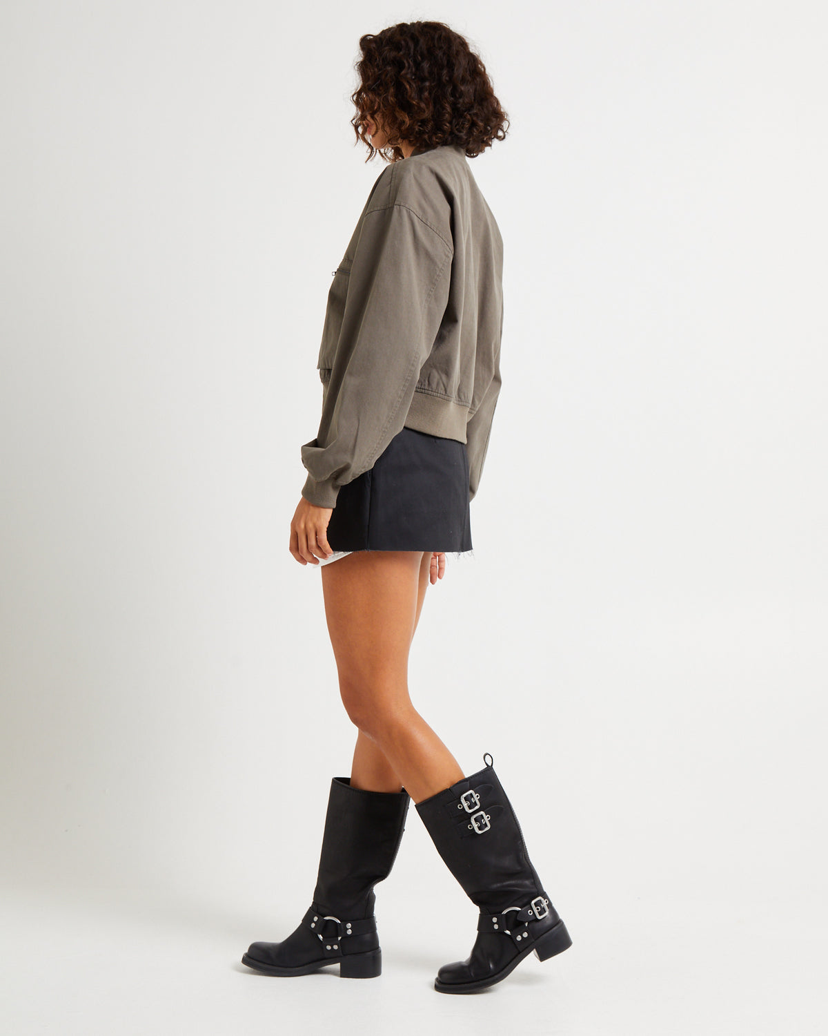 Crop Utility Bomber Jacket SLATE