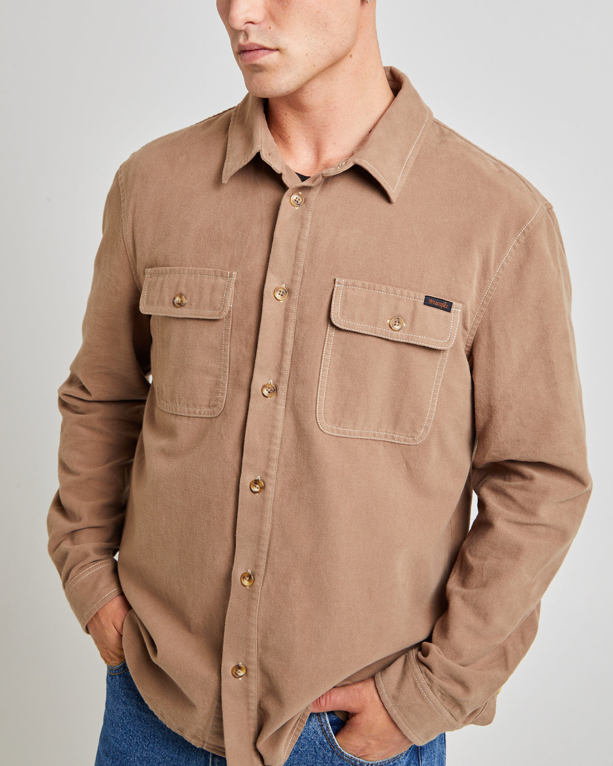 Trade Long Sleeve Overshirt Felt Brown BROWN