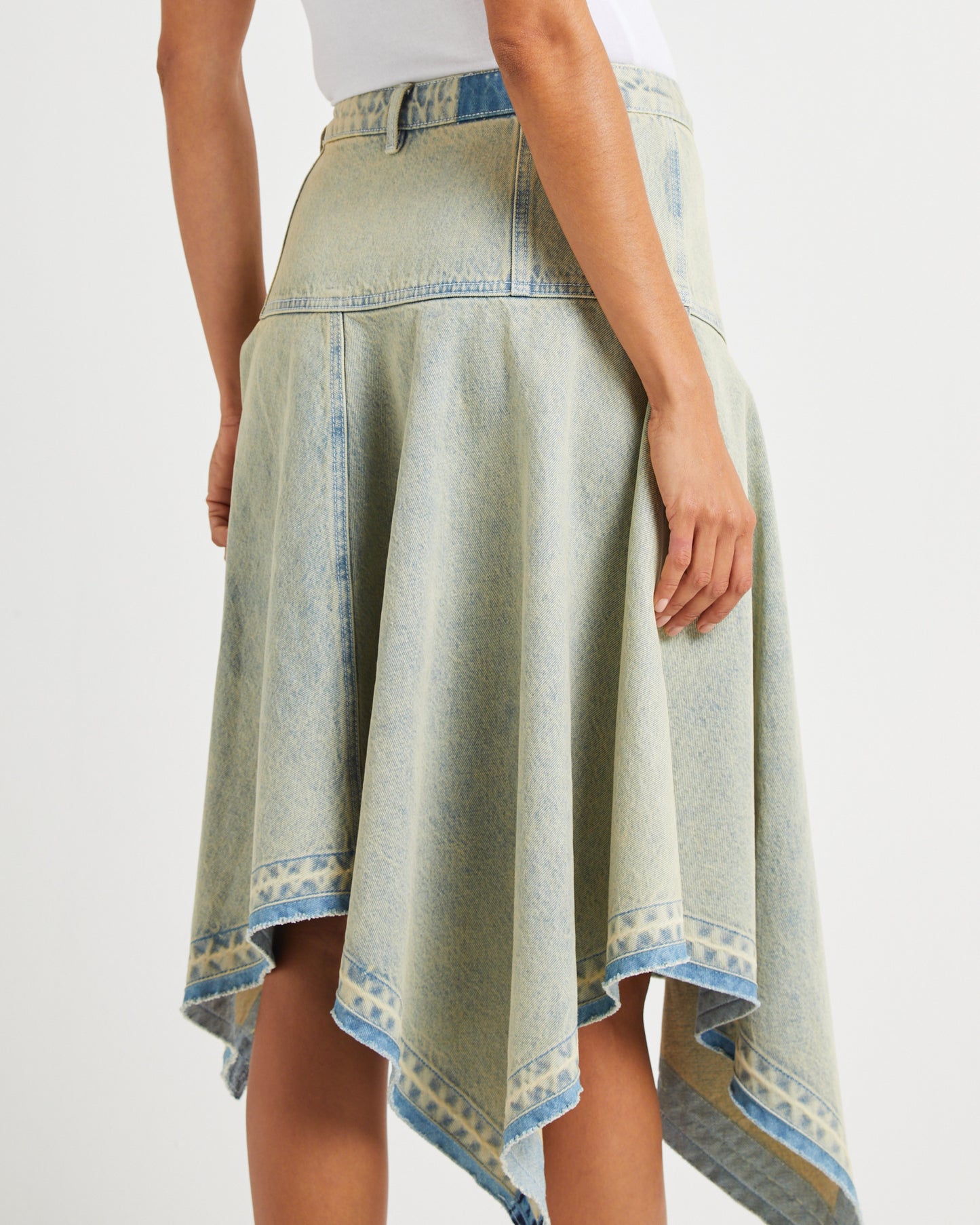 Lopez Handkerchief Hem Denim Skirt