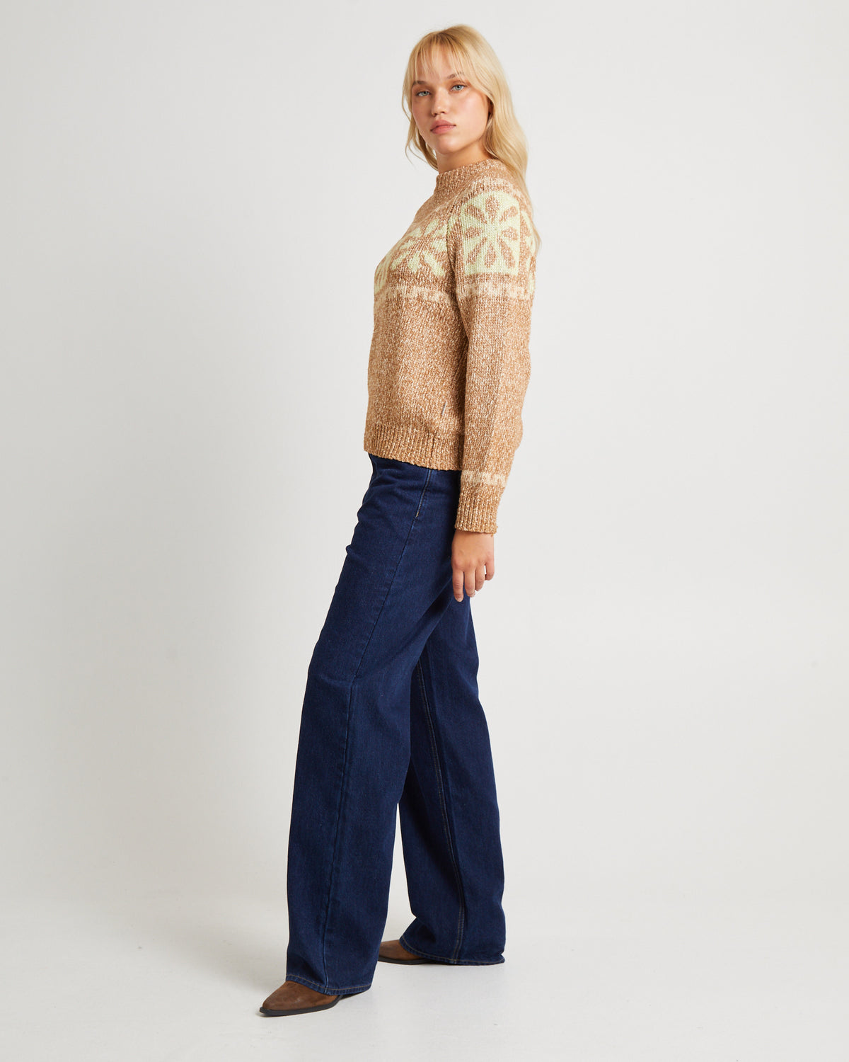 Daisy Chain Knit Sweater Caramel Lime CARAMEL LIME