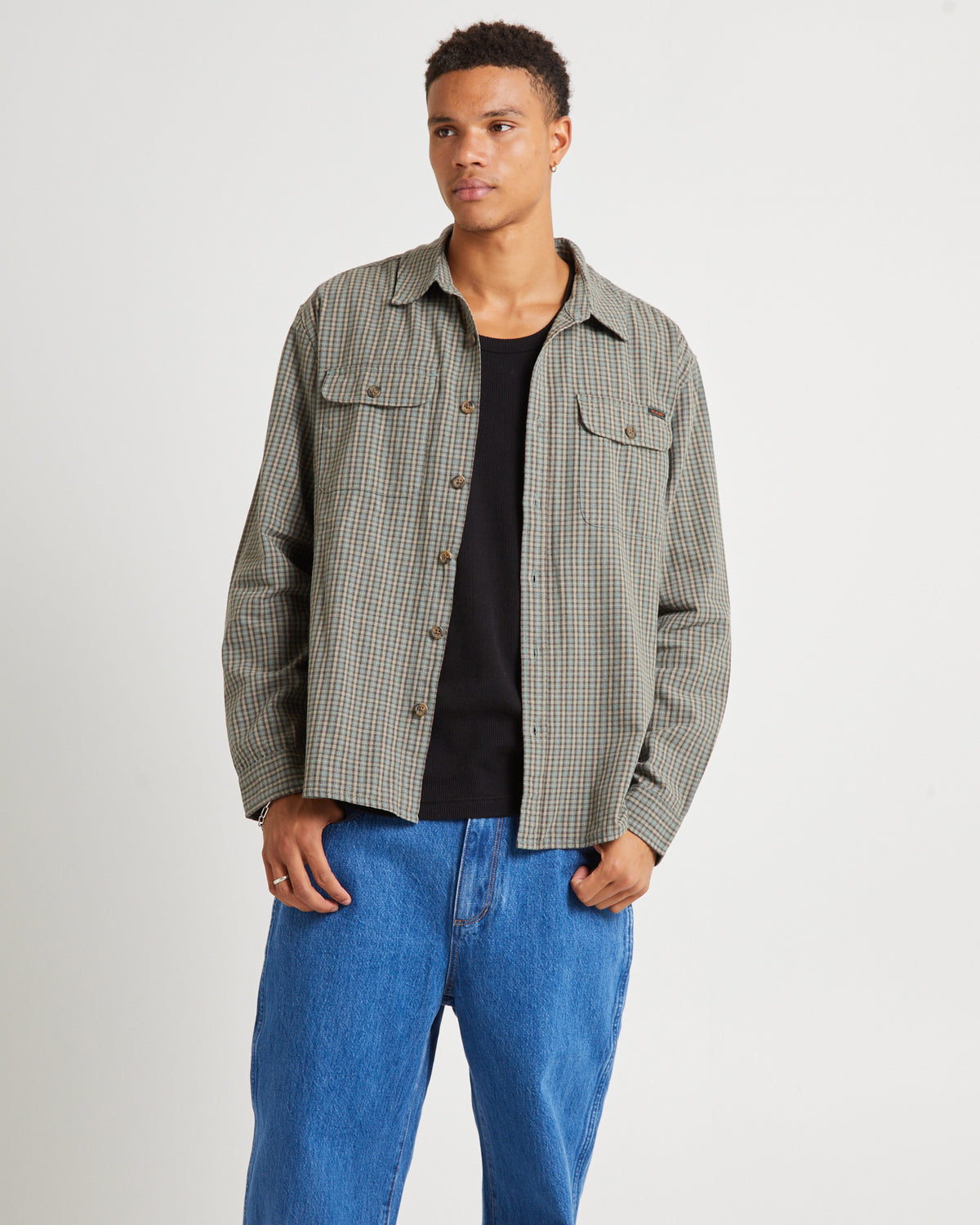 Parallels Long Sleeve Shirt Green Check GREEN CHECK