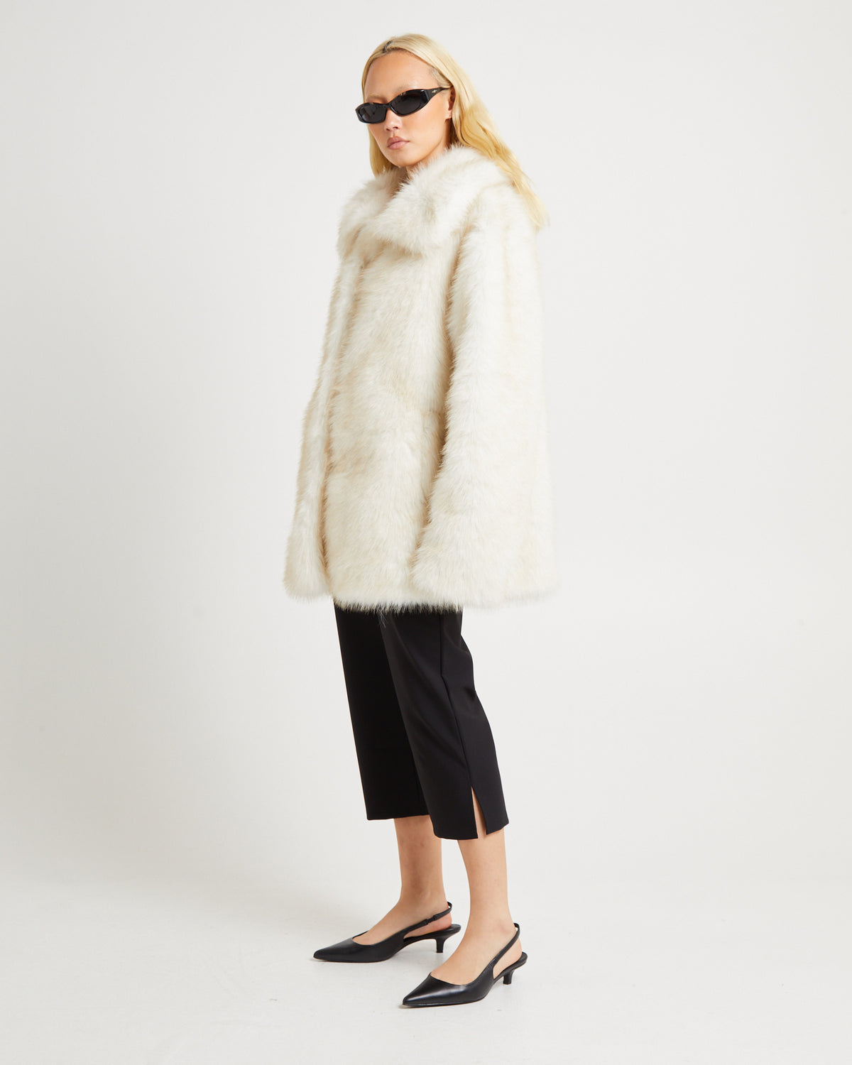 Lydia Longline Fur Coat CREAM