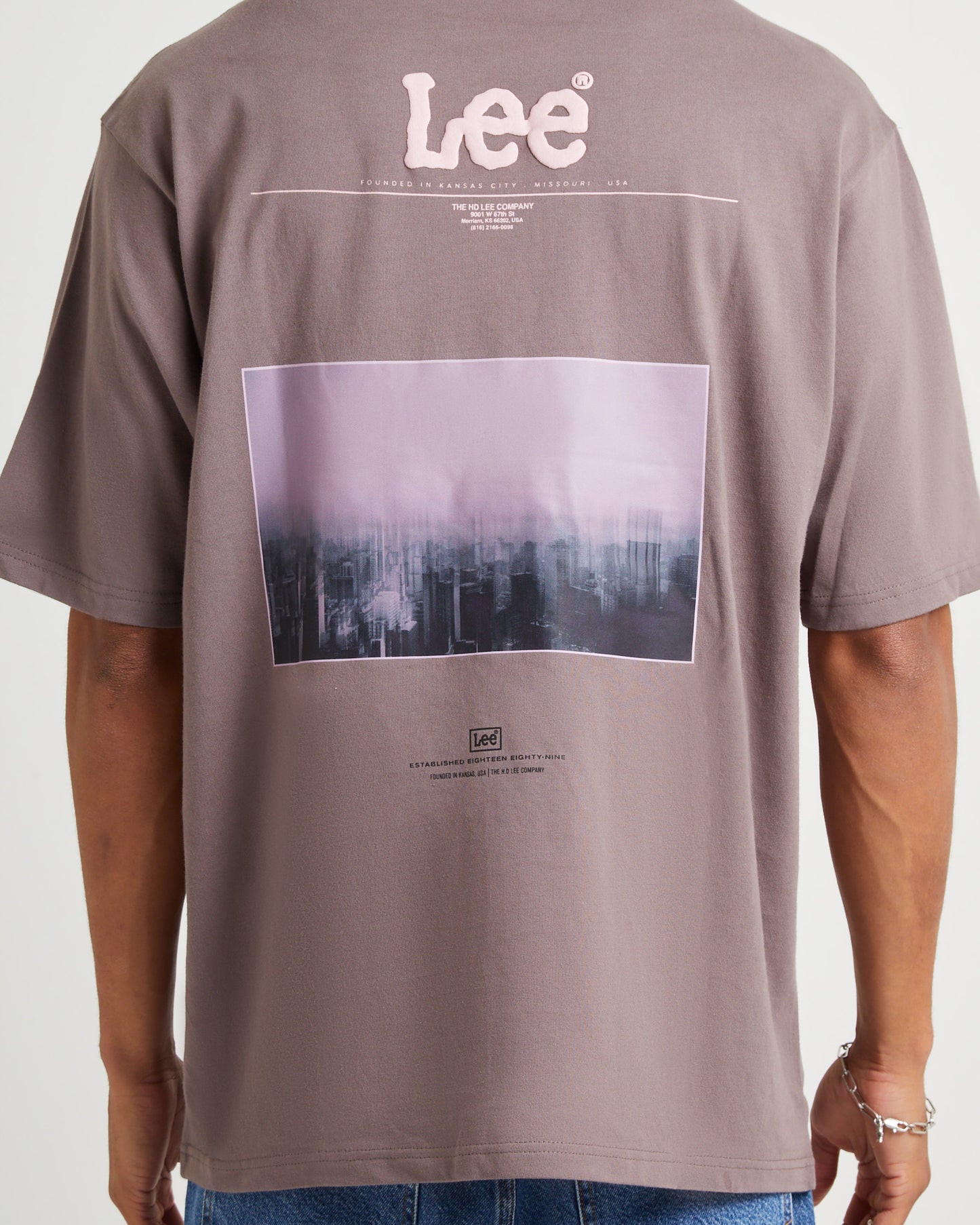 Skyline Puff Baggy T-Shirt Iron Plum