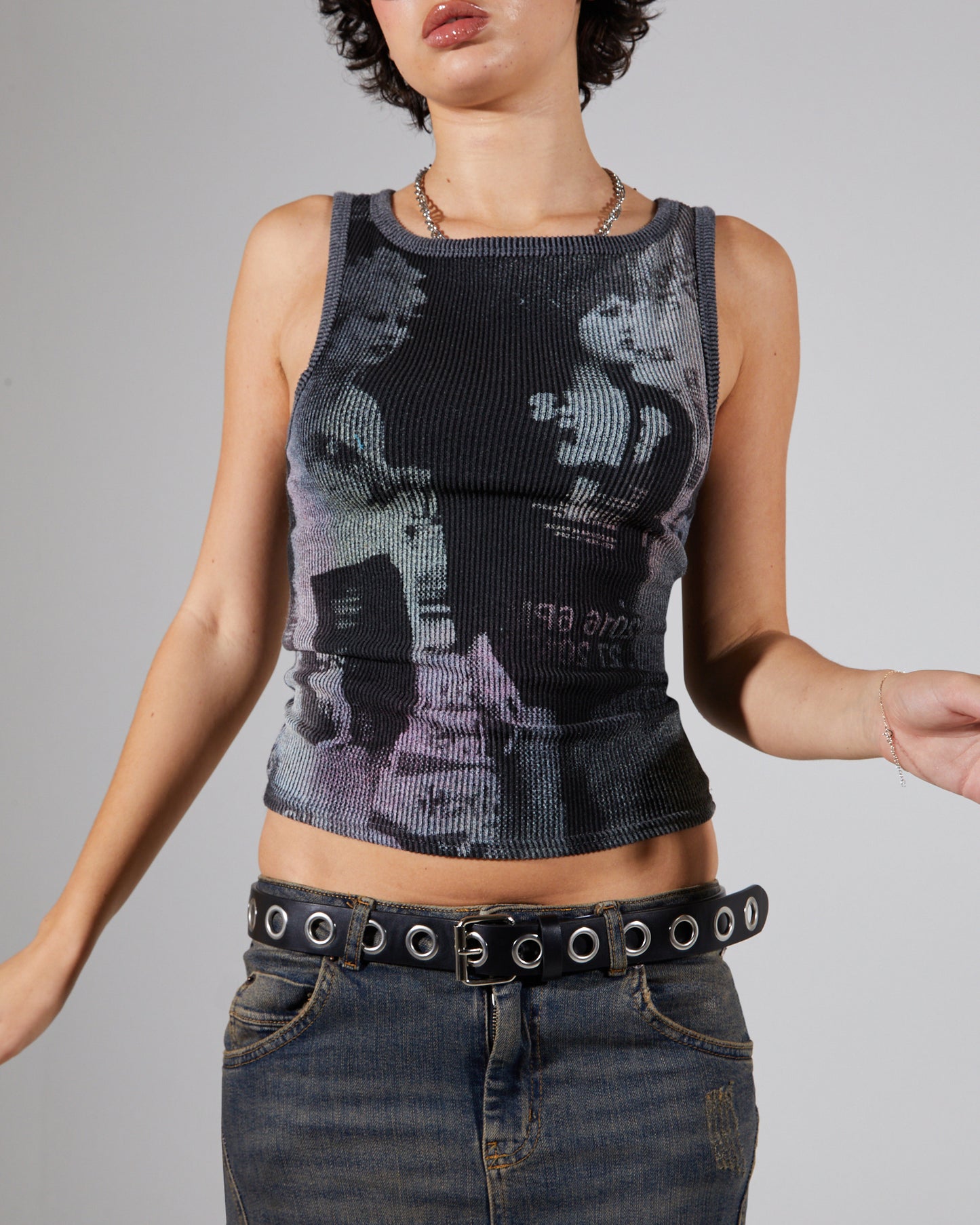 Mono Photo Rib Tank Top