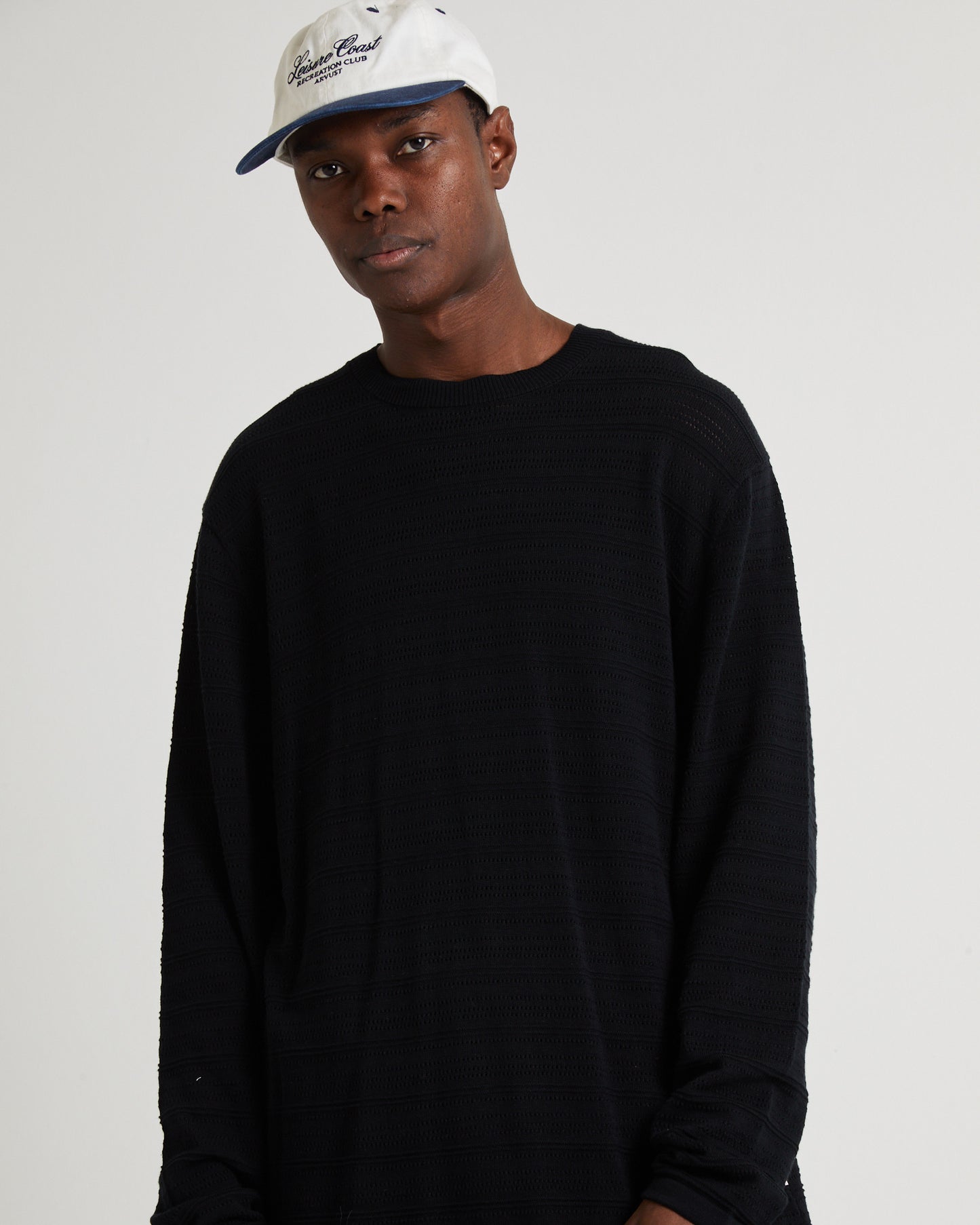 Geo Knit Long Sleeve T-Shirt Black