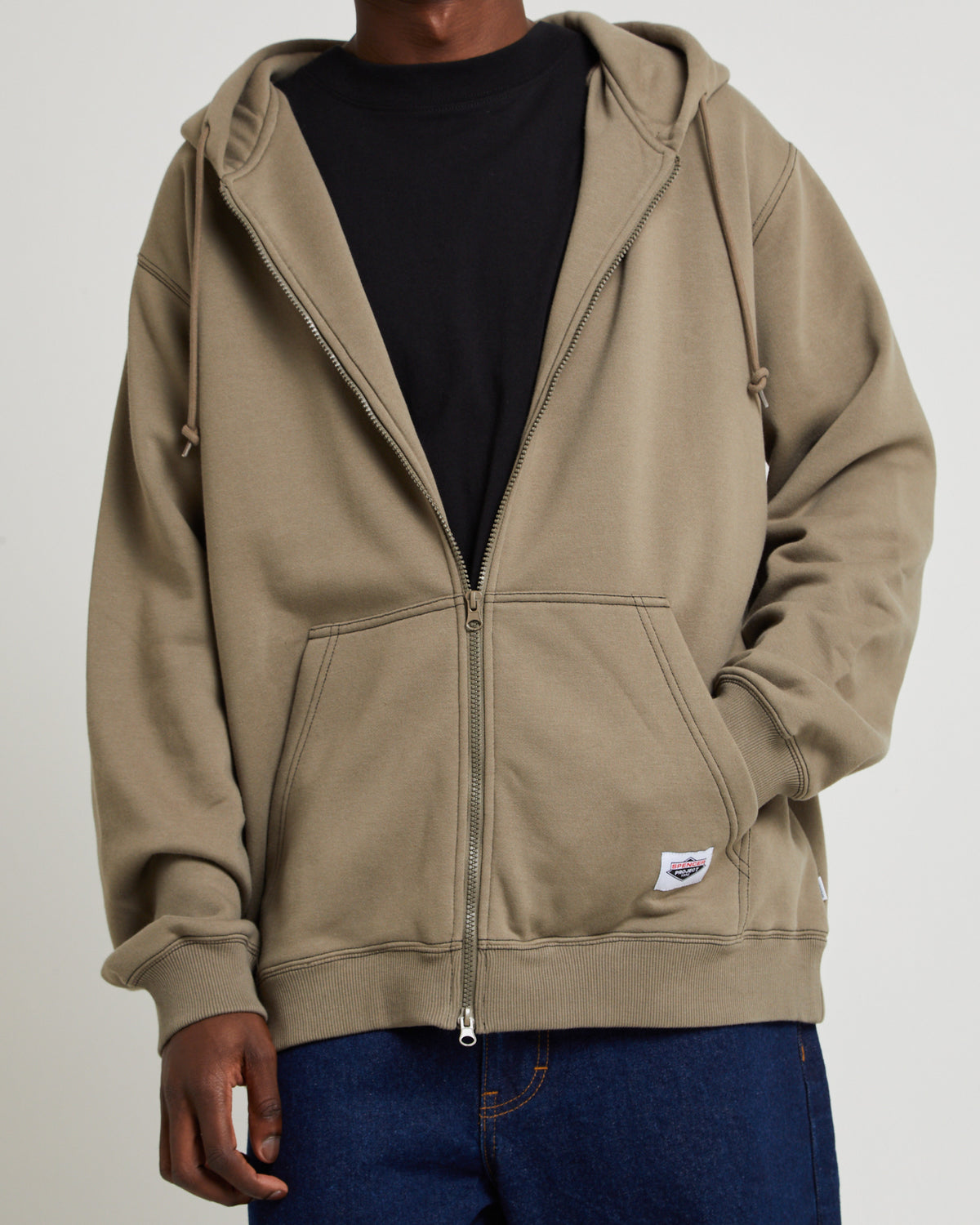 Workwear Zip Through Hoodie TAN