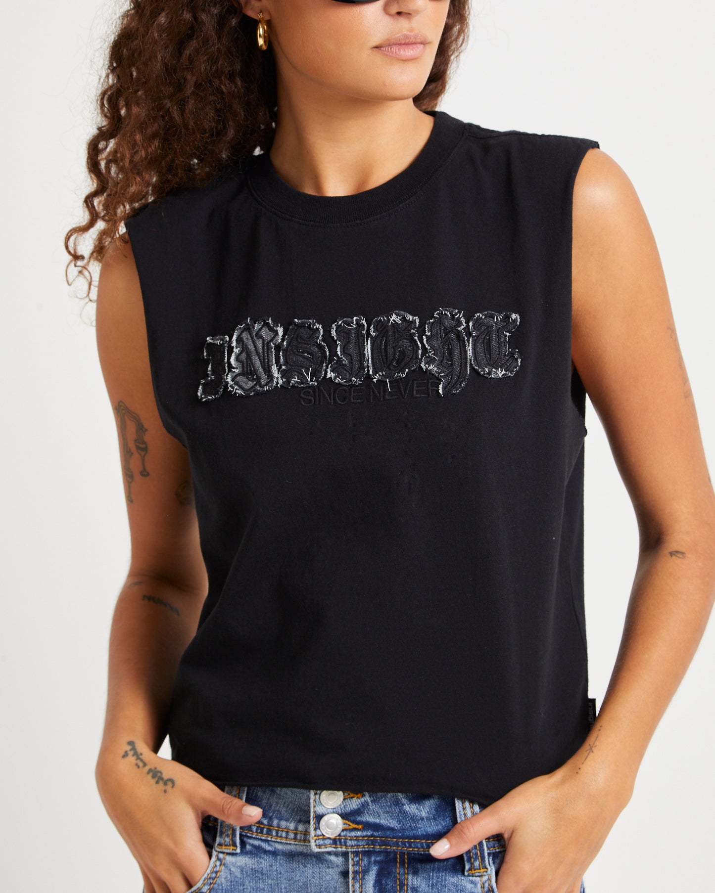 Denim Applique Tank Top
