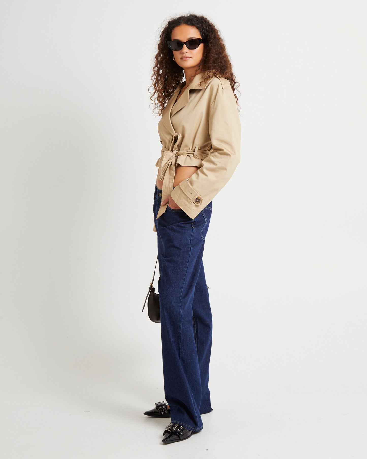 Morgan Boxy Cropped Trench Coat