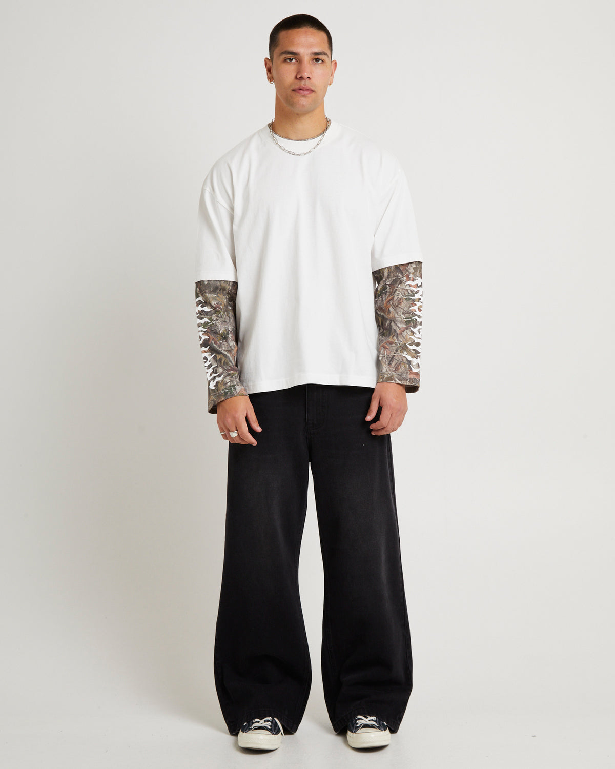 Jay Double Sleeve Long Sleevs T-Shirt WHITE