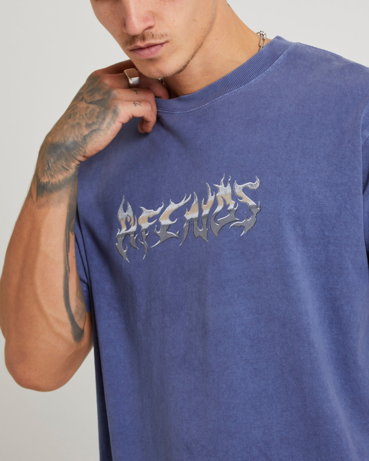 Scorched Heavy Boxy Fit T-Shirt WASHED MARLIN