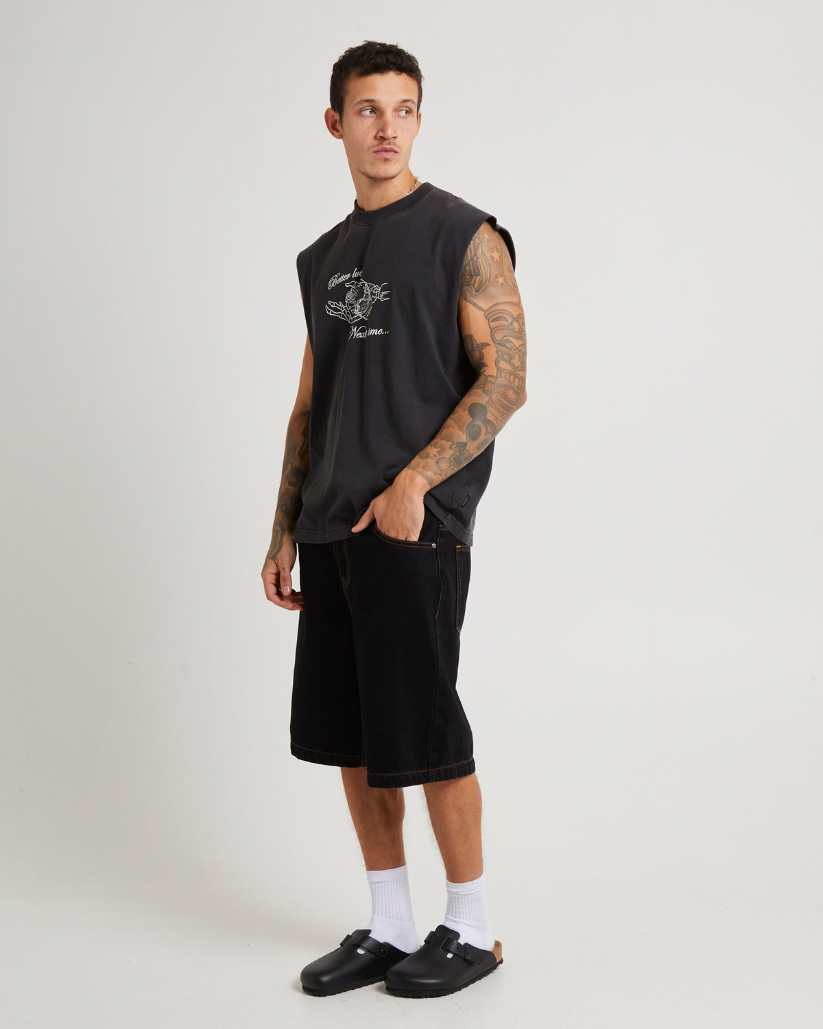 Bad Luck Sleeveless T-Shirt STONE BLACK