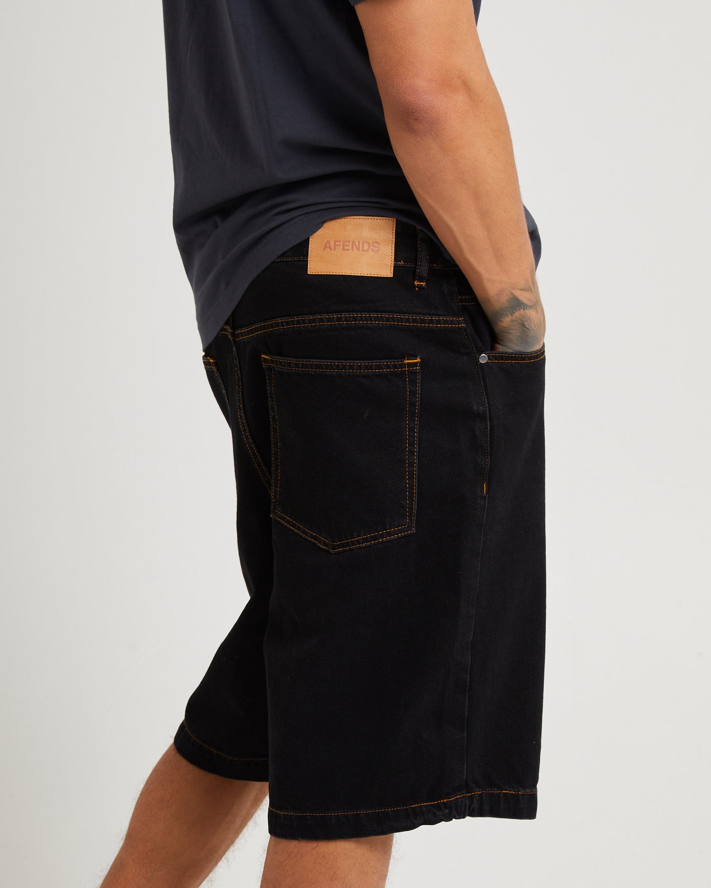 LIL C DENIM BAGGY SHORT WASHED BLACK