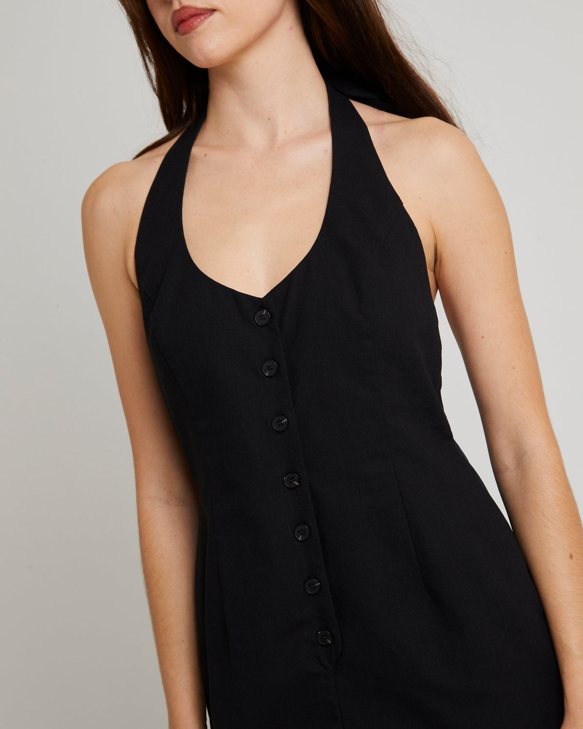 Piper Halter Button Front Jumpsuit BLACK