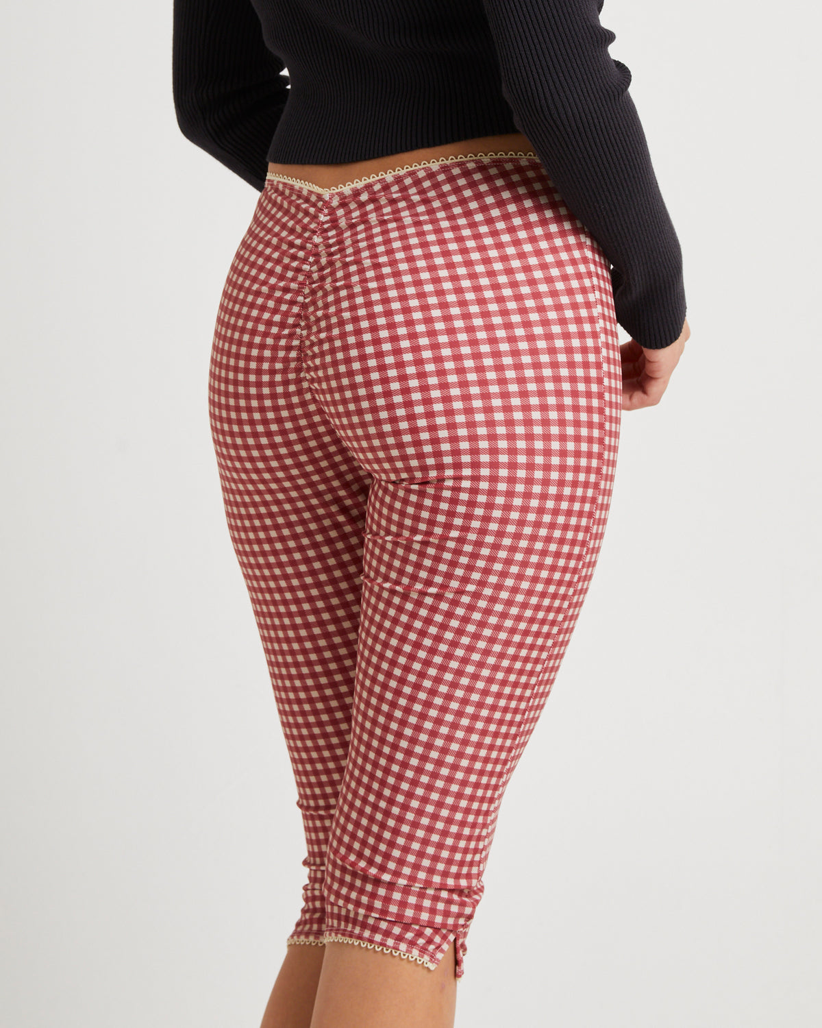 Freda Gingham Swim Capri Trousers RED GINGHAM