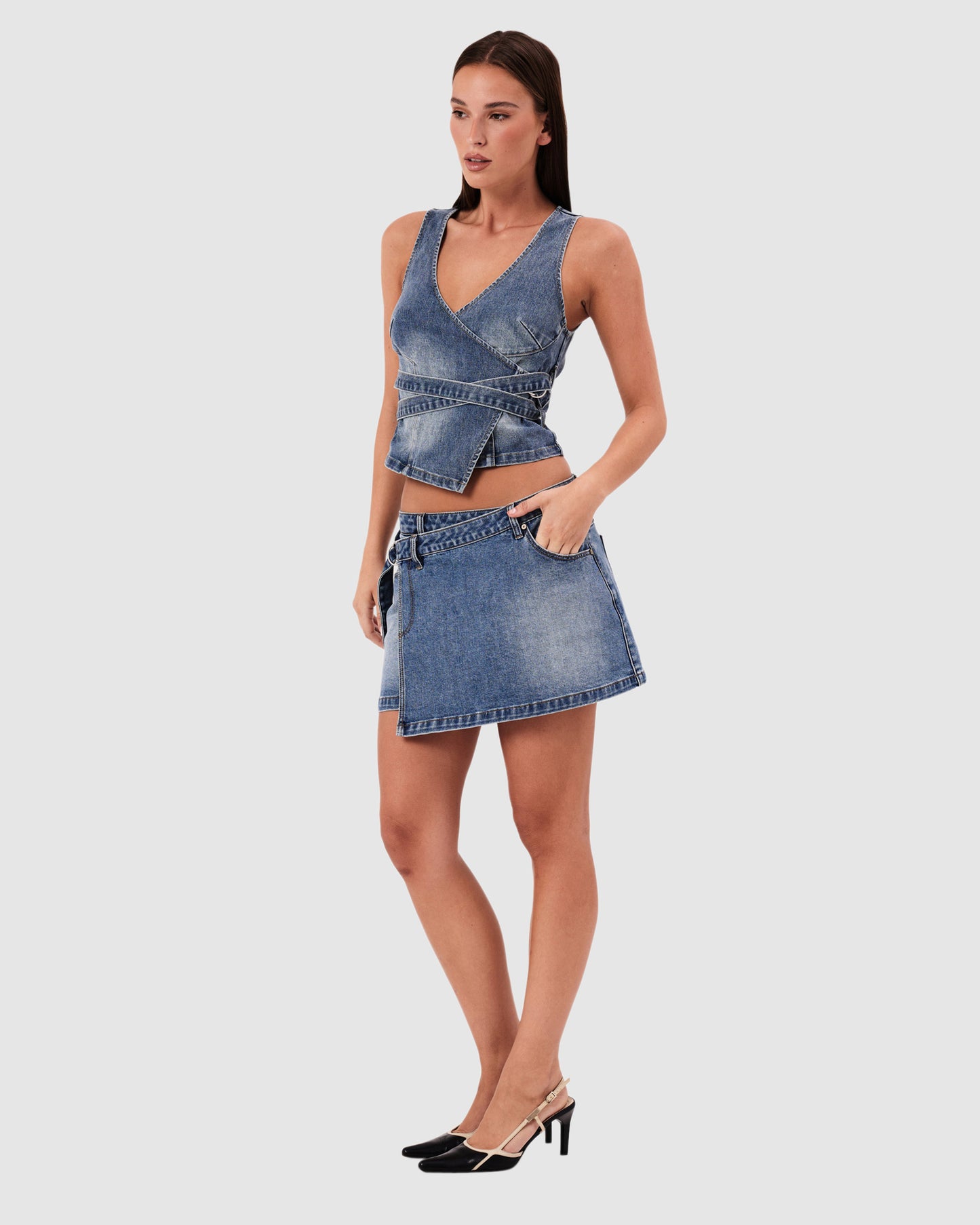 95 Mid Wrap Denim Skirt