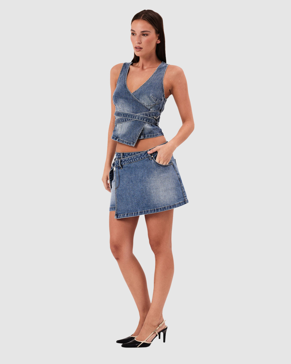 City Wrap Denim Top Dalia DALIA